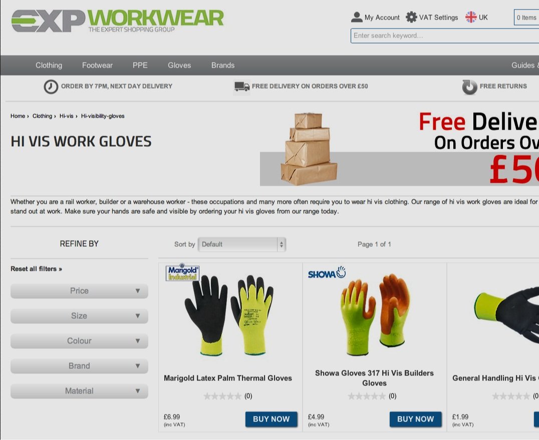 Workwear online store screenshot